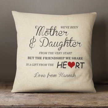 Personalised Cream Chenille Cushion - Mother and Daughter